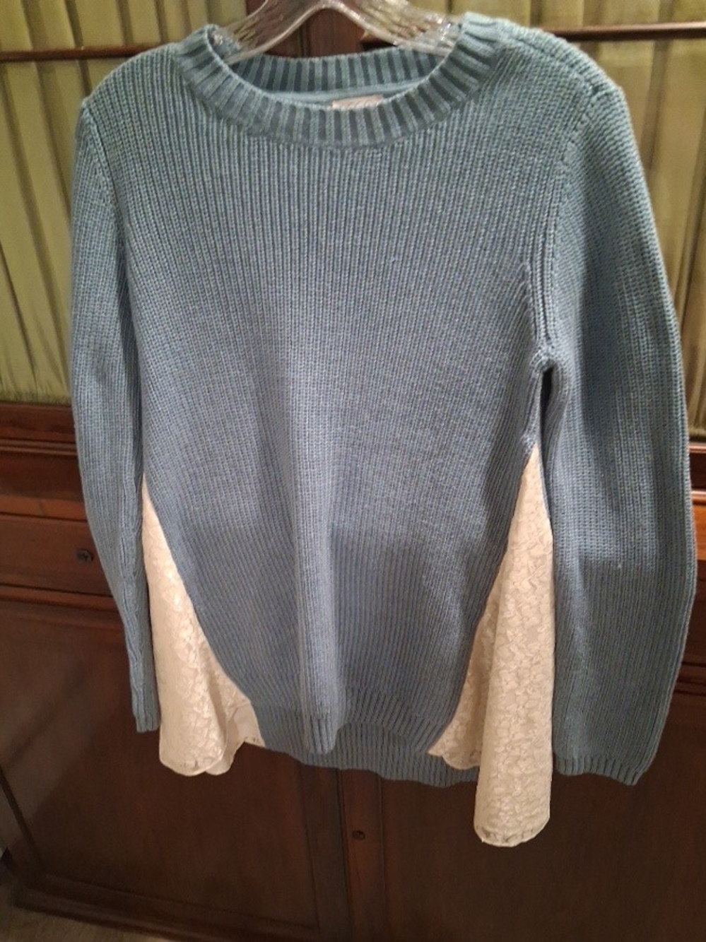 Logo By Lori Goldstein Ribbed & Lace Sweater Pullover